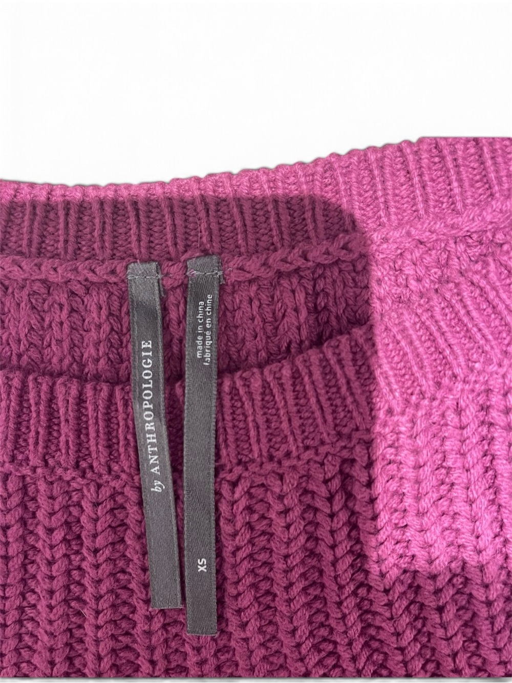 Anthropologie Fuchsia Cropped Knit Sweater - Picture 5 of 5
